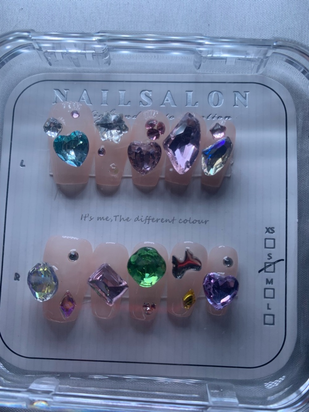 Embellished Press-On Nails with Multicolor Gems